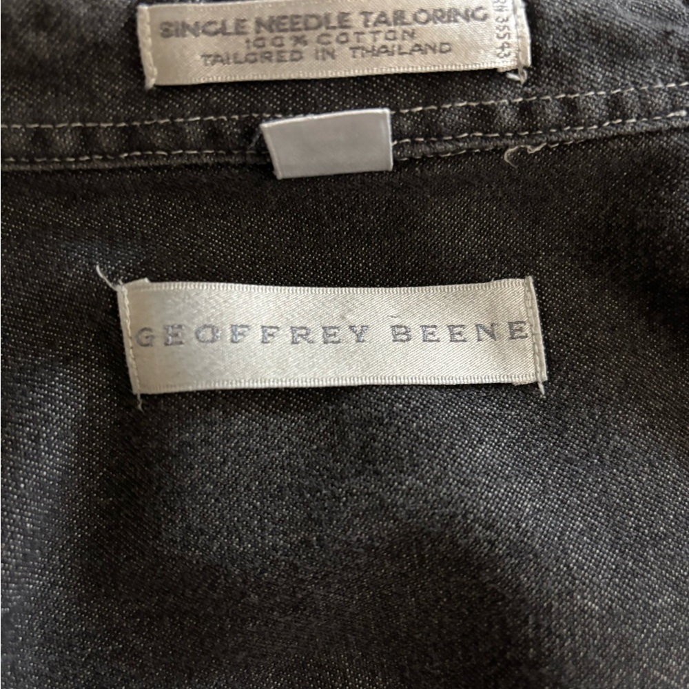 Geoffrey Beene Charcoal Denim Button-Up Shirt Size L - Picture 7 of 8